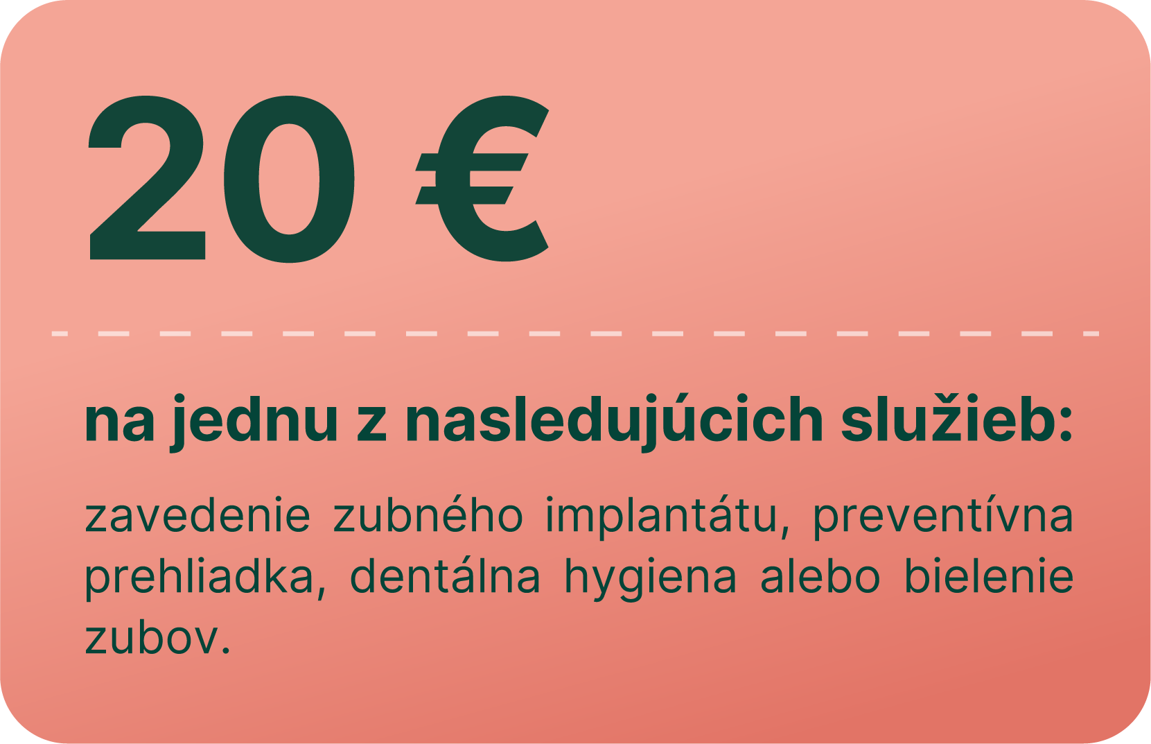 kafka dent referenčny program kupon zlava 20 euro na naše služby zubnej kliniky